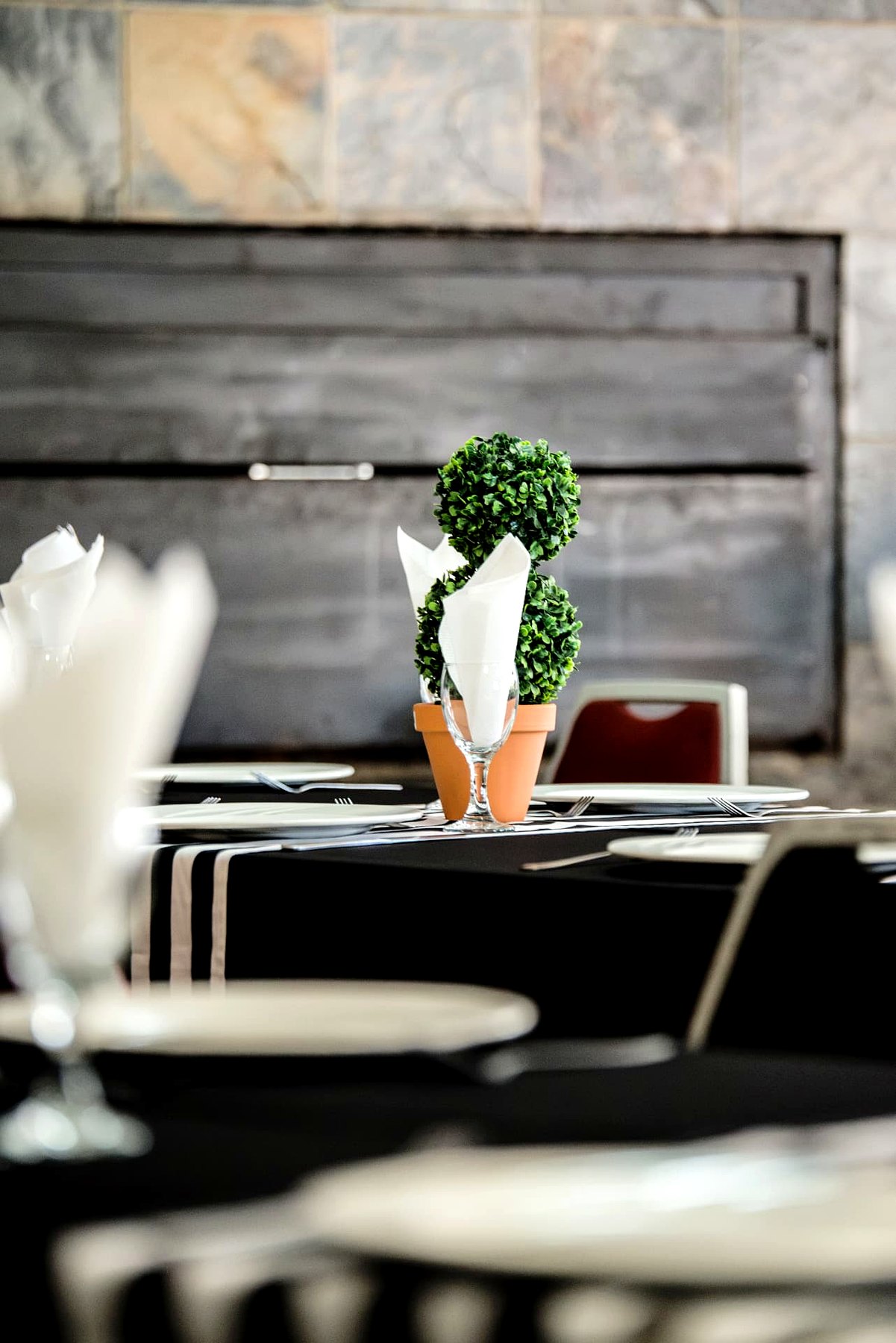 Table set for a function in the club restaurant
